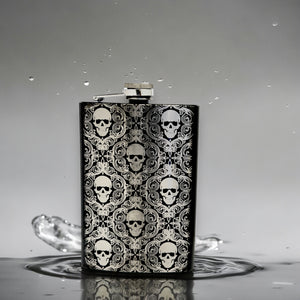 8oz BLACK Gothic Baroque Flask