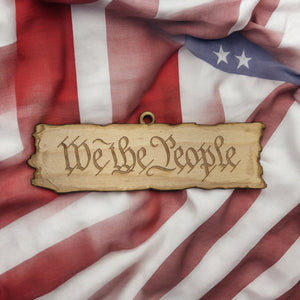 Ornament - We the People - Raw Wood 5x2in