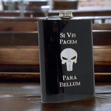 Load image into Gallery viewer, 8oz Black Si Vis Pacem Para Bellum Flask