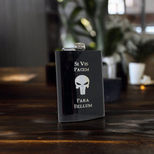 Load image into Gallery viewer, 8oz Black Si Vis Pacem Para Bellum Flask