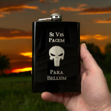 Load image into Gallery viewer, 8oz Black Si Vis Pacem Para Bellum Flask