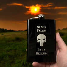 Load image into Gallery viewer, 8oz Black Si Vis Pacem Para Bellum Flask