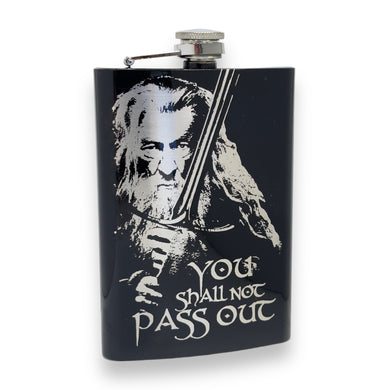 8oz BLACK You Shall Not Pass Out Flask