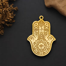 Load image into Gallery viewer, Ornament - Hamsa Hand - Raw Wood 4x3in