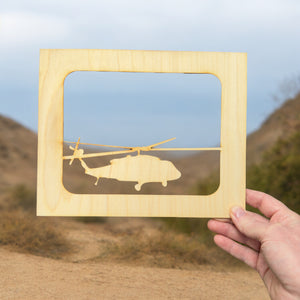 Helicopter 8x10 Horizontal Photo Frame Insert - Baltic Birch FRAME NOT INCLUDED