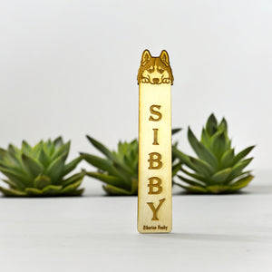 Bookmark - Siberian Husky PERSONALIZED Dog - Birch wood