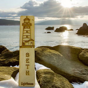 Bookmark - PERSONALIZED Lighthouse - Birch wood