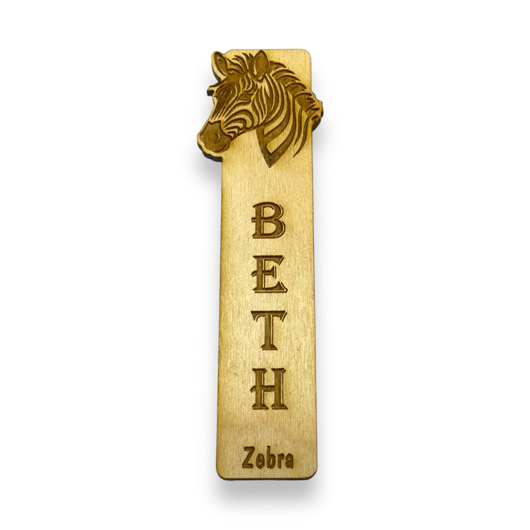 Bookmark - PERSONALIZED Zebra - Birch wood