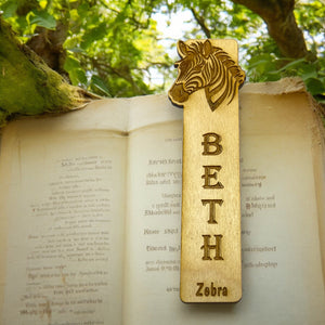 Bookmark - PERSONALIZED Zebra - Birch wood