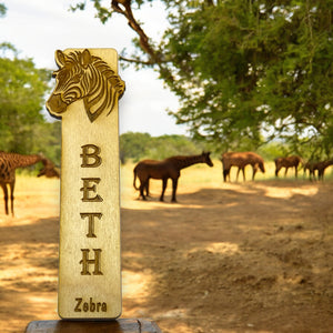 Bookmark - PERSONALIZED Zebra - Birch wood