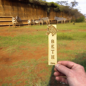 Bookmark - PERSONALIZED Zebra - Birch wood