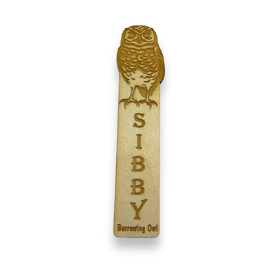 Bookmark - PERSONALIZED Burrowing Owl - Birch wood