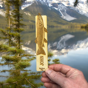 Bookmark - PERSONALIZED Northern Pike Fish - Birch wood