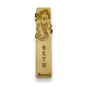 Bookmark - PERSONALIZED Mermaid - Birch wood