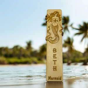 Bookmark - PERSONALIZED Mermaid - Birch wood