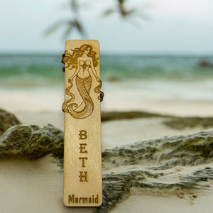 Bookmark - PERSONALIZED Mermaid - Birch wood