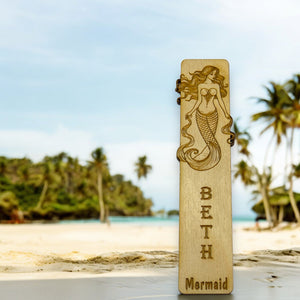 Bookmark - PERSONALIZED Mermaid - Birch wood