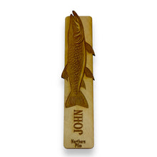 Load image into Gallery viewer, Bookmark - PERSONALIZED Northern Pike Fish - Birch wood