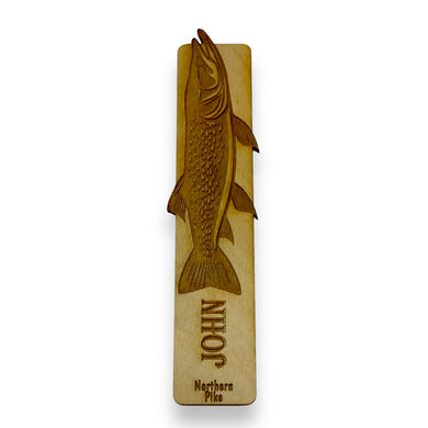 Bookmark - PERSONALIZED Northern Pike Fish - Birch wood