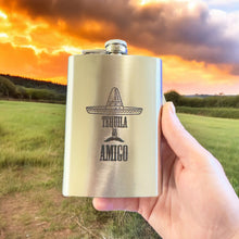 Load image into Gallery viewer, 8oz Tequila Es Mi Amigo Stainless Steel Flask