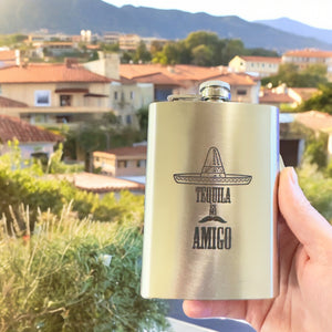 8oz Tequila Es Mi Amigo Stainless Steel Flask