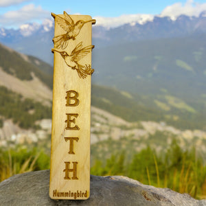 Bookmark - PERSONALIZED Hummingbird - Birch wood