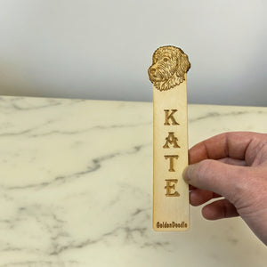 Bookmark - PERSONALIZED Goldendoodle - Birch wood