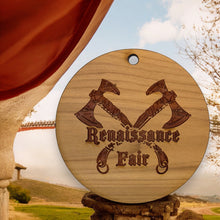 Load image into Gallery viewer, Cedar Ornament - Renaissance Fair - Raw Cedar 3x3in