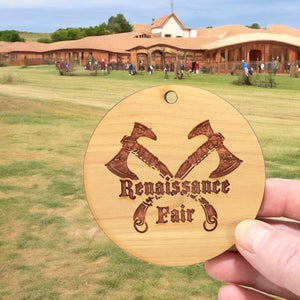 Cedar Ornament - Renaissance Fair - Raw Cedar 3x3in