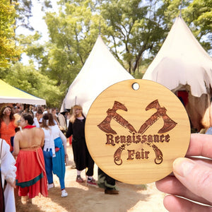 Cedar Ornament - Renaissance Fair - Raw Cedar 3x3in