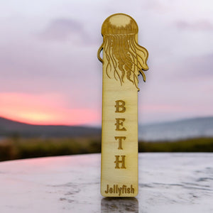 Bookmark - PERSONALIZED Jellyfish - Birch wood