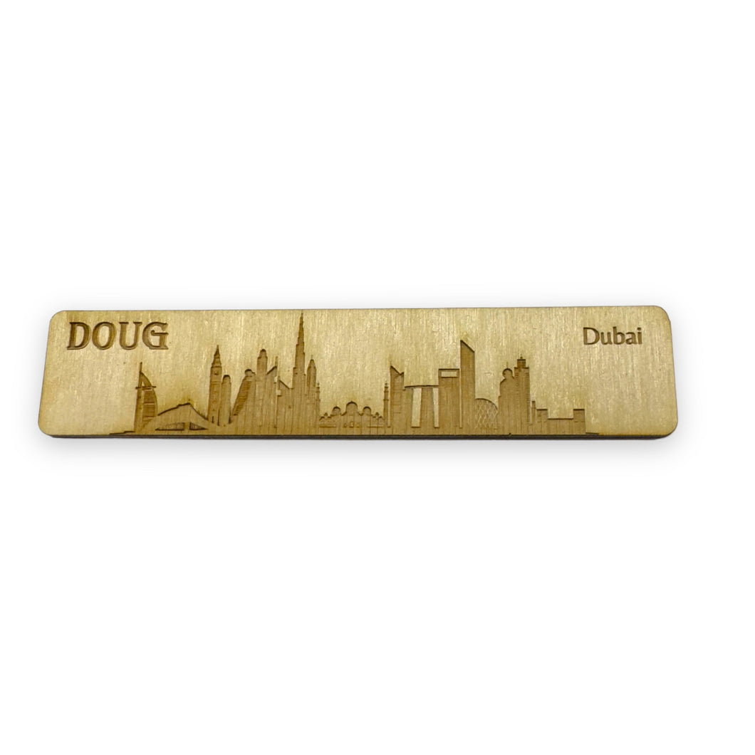 Bookmark - PERSONALIZED Dubai Skyline - Birch wood