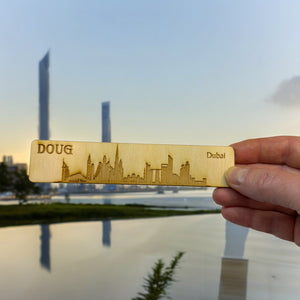 Bookmark - PERSONALIZED Dubai Skyline - Birch wood