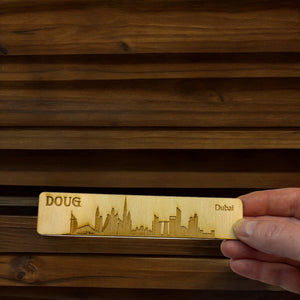 Bookmark - PERSONALIZED Dubai Skyline - Birch wood