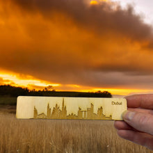 Load image into Gallery viewer, Bookmark - Dubai Skyline - Birch wood