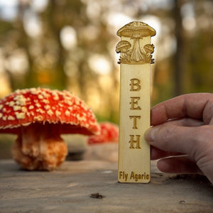 Bookmark - PERSONALIZED Fly Agaric - Birch wood