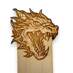 Bookmark - PERSONALIZED Angry Dragon - Birch wood