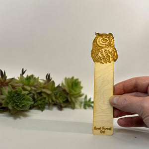 Bookmark - Great Horned Owl - Birch wood