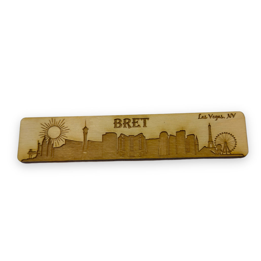 Bookmark - PERSONALIZED Las Vegas NV Skyline - Birch wood