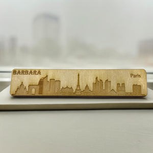 Bookmark - PERSONALIZED Paris Skyline - Birch wood