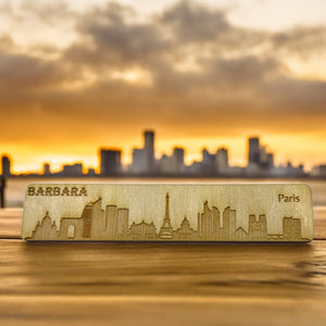 Bookmark - PERSONALIZED Paris Skyline - Birch wood