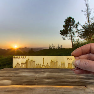 Bookmark - PERSONALIZED Paris Skyline - Birch wood