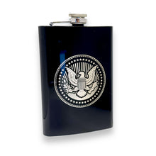 Load image into Gallery viewer, 8oz Presidential Seal Black Flask