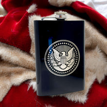 Load image into Gallery viewer, 8oz Presidential Seal Black Flask