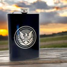 Load image into Gallery viewer, 8oz Presidential Seal Black Flask