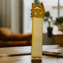 Load image into Gallery viewer, Bookmark - Cool Fox - Birch wood