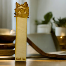 Load image into Gallery viewer, Bookmark - Cool Fox - Birch wood