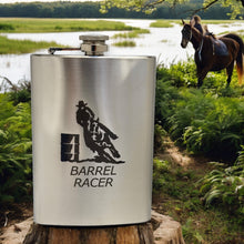 Load image into Gallery viewer, 8oz Barrel Racer Stainless Steel Flask