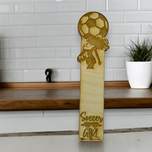 Load image into Gallery viewer, Bookmark - Soccer Girl - Birch wood