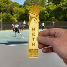 Load image into Gallery viewer, Bookmark - PERSONALIZED Just deck the halls with pickleballs - Birch wood